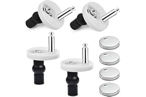 LYLIDIA 4 Pack Toilet Seat Fittings Fixings Quick Release Toilet Seat Top Fixings Soft Close Toilet Seat Hinges Replacement Kit with Rubber Screws Nuts Bolts for WC Toilet Blind Holes