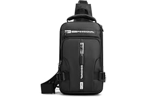 FANDARE Sac Poitrine Sacoche Bandoulière Homme Sacs à Dos porté Travers avec Port de Chargement USB Sacs à Dos de randonnée Sac d'Epaule pour Voyage Sports Travers Moto Sling BagSchwarz