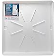 Camco Washing Machine Drain Pan for Stackable Units with PVC Fitting - Collects Water Leakage and Prevents Floor Damage - White (21006)