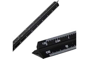 Dreikantmaßstab Lineal 30 cm, SZXMDKH Maßstab 1:20, 1:25, 1:50, 1:75, 1:100, 1:125, Schwarz