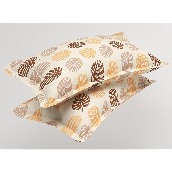 BSB HOME Cotton Pillow Cover Set (2-Pack) - 18x28 Inches, Orange & Yellow, 180 Thread Count