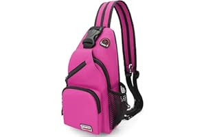 HNOOM Sac de Poitrine Femme Léger Petit Sacs à Dos avec Trou pour écouteurs Sac à Bandoulière en Toile Oxford Multifonction Multi-Poches Sling Bag pour Excursion Camping Voyage Cyclisme (Violet)