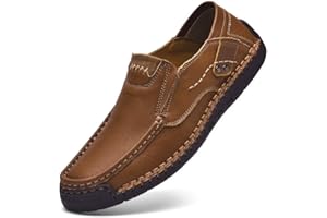 Dabbqis Men's Casual Leather Slip on Shoes,Mens Comfortable Driving Loafers for Men