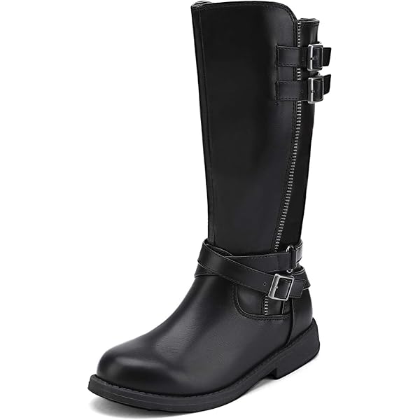 Bottes Fille Genou Avec Pompon - Cuir Chaud, Semelle Antidérapante - Taille 4 à 12 Ans - Automne/hiver - 5