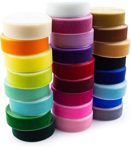 Set Di Nastri In Velluto 25 Colori – Larghezza 10 Mm, 2 Metri Per Rotolo, Per Cucito, Scrapbooking E Confezioni Regalo