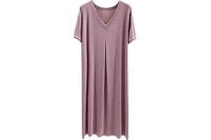 ZEIAYUAS Nightdress for Women UK Clearance Short Sleeve Casual T Shirts Dress V Neck Loose Long Dresses Lightweight Baggy Lounge Dress Pyjamas Sleepwear