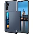 Coolden for Huawei P30 Pro Case with Card Slot Holder Wallet Cover Shockproof Heavy Duty Protective Hard Back Rubber Bumper Phone Cases Wallet Cover for Huawei P30 Pro Phone Case (Navy)