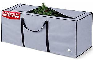 Christmas Village Premium 7ft Christmas Tree Storage Bag - Heavy Duty Christmas Tree Bag with Full Length Double Stitched Zip and Carry Handles (Grey, 7ft Xmas Tree Storage Bag)