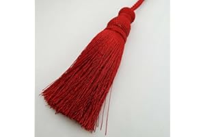 TURNER BROWNE CRAFTS 21 COLOUR 12cm Rayon Key Cushion Costume Light Pull Silky BUY 1 or 2 Tassel 052, 08 Red, Pack of 1