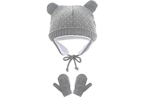 DOWNDRIFT Babymütze Neugeborene,Baby Mütze,Baby Mützen Newborn,Beanie Strickmütze,Wintermütze Baby,Beanie Hut Unisex Mütze und Kratzfäustlinge für Baby Mädchen Jungen Säuglings Kinder 0-36 Monate