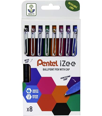 Stylo Bille Pentel IZee BX460 - Violet - Pointe 1mm - Design Ergonomique Avec Clip Métal - Rechargeable - Écriture Ultra-douce