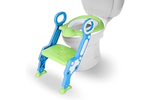 BALLSHOP Toilettensitz Kinder mit Treppe, Töpfchen Trainer, Toilettenaufsatz, kindertoilette,Toilettentrainer für Kinder,Toilettenaufsatz für Jungen und Mädchen Grün