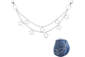 TEAAHA Jean Chain Star Punk Wallet Chain with Lobster Clasps Cool Trousers Pants Chains Belt Key Chains Adults Hip Hop Pocket Chains Rock Gothic Y2k Accessories for Men Women