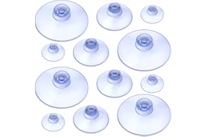 Nuenen 12 Ventosas Almohadillas de Ventosa de Plástico sin Ganchos Ventosas de Ventana de 45 mm 30 mm 20 mm Ventosas de Cabeza de Seta Ventosa de Botón Redondo para Exterior Cocina, 3 Tamaños