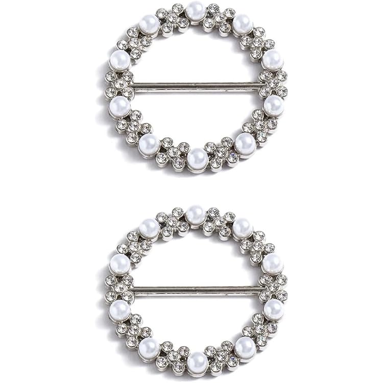 6 Stück Schal Clips - Herz & Kreis Design Mit Strasssteinchen