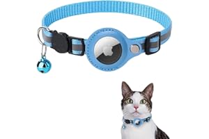 SUBORAWOS Airtag Katzenhalsband, Reflektierendes AirTag Katzenhalsband mit AirTag-Halterung und Glocke, GPS Leichte Tracker Katzenhalsbänder, Katzen-AirTag-Halsband mit Abbrechbarer Sicherheitsschnalle (Blau)