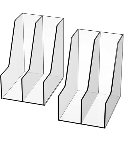 SANRUI 2-Pack Acrylic Magazine File Holder Desk Organizer Magazine Rack, Clear, Vertical File Sorter Holders, 9.45"D X 3.54"W X 10.24"H