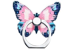 Kinizuxi Soporte de anillo para teléfono celular, bonito soporte de dedo de mariposa, agarre de anillo de rotación de 360 ° compatible con iPhone Samsung Galaxy LG (paquete de 1 rosa)