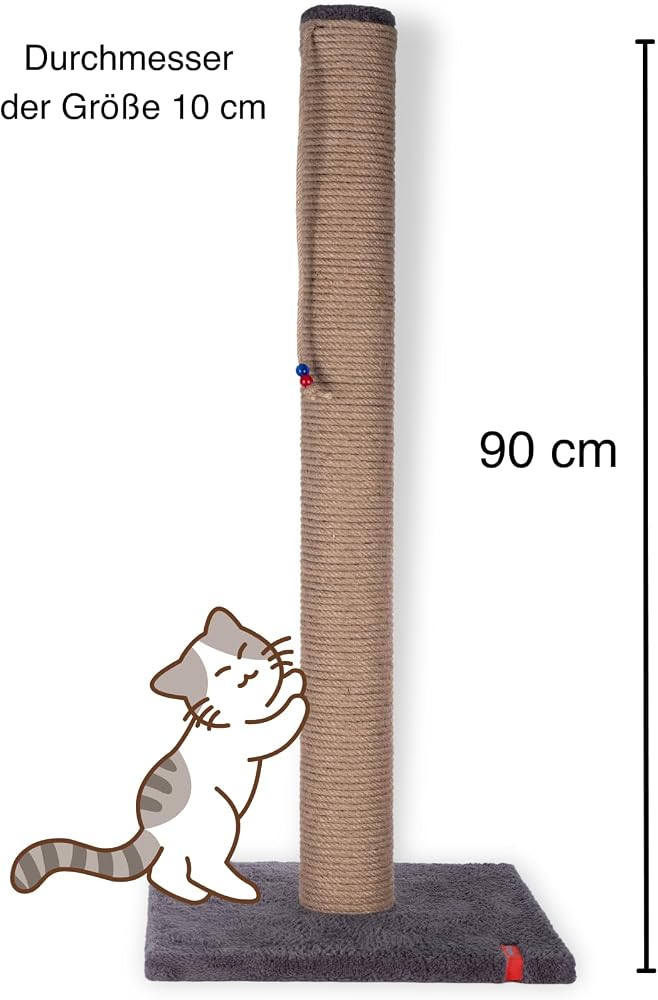 90cm Catnipli Kalın Borulu Dev Tırmalama Tahtası Antrasit