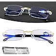 Nihexo Progressive Far and Near Dual-Use Reading Glasses, High Hardness Anti-blue, Multifocus Reading Glasses (+4.00/Over 75)