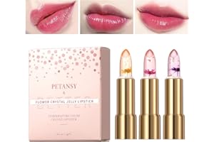 Petansy fleur Rouge à lèvres Magique Change de Couleur Baume à Lèvres Crystal Jelly Rouge à lèvres Durable Hydratant Rouge à lèvres (3 PCS)