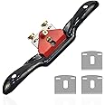 Woodworking Hand Planer Tools,10'' Adjustable Spokeshave with Flat Base,Wood Cutting Tools and Equipment with with 3Pcs Replacement Blades Accessories for Wood Craft, Wood Carver Working