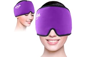Hilph Bonnet Anti Migraine Froid Poche de Glace en Gel Bandeau, Soulage les Maux de Tête Migraine, Masque Migraine Relief Cap, Compresse Chaud Froid pour Migraine, Gonflement des yeux, Violette