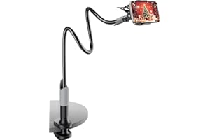 SAIJI Handy Halter für Bett, Schwanenhals Handy Halterung, 360 Drehbare Lang Arm Handy Ständer, für iPhone 17 16 15 14 13 12 Pro, 4"-7" Screen (Schwarz)