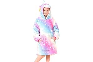 Piefry Sweat à Capuche Licorne pour Filles, Sweat-Shirt à Capuche Licorne, Couverture à Capuche Surdimensionnée pour Enfants