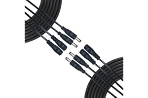 Liwinting 4 Piezas 2m Cable de Extensión 2.5mm x 5.5mm Plug DC Macho a Hembra Conector para Adaptador de Corriente, LED, Cámara CCTV Potencia, Coche, Monitores y Más, Flexible - Negro