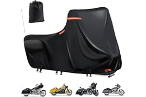 DOCEPERT Motorrad Plane Wasserdicht,600D Abdeckplane Motorrad,5 Reflektierende Streifen,2 öFfnung Zur BelüFtung,Motorradabdeckung Outdoor für Harley Davidson Touring Modelle(Side Box 300x110x142cm Schwarz)