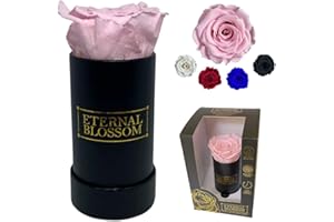 Eternal Blossom Preserved Real Infinity Rose | Eternal Rose That Lasts Over A Year | Black Box | With Gift Box (Vintage Pink)