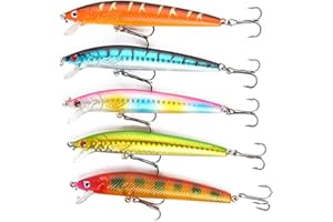KGDUYC 5pcs Señuelos de Pesca Spinning para Mar y Black Bass - Kit de Cebos Artificiales