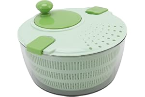 MRISATA Salad Spinner - Salad Washer, 4L Salad Dryer Salad Spinners with Vegetable Washing Basket, Household Fruit Dehydrator Drainer, Manual Salad Washer for Kitchen,Green