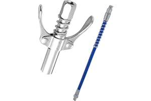 Scoutteemo Grease Guns Coupler Quick Locking and Release Grease Coupler with 30cm Hose 10000 PSI Double Handle Grease gun coupling attachment for Standard 1/8" NPT