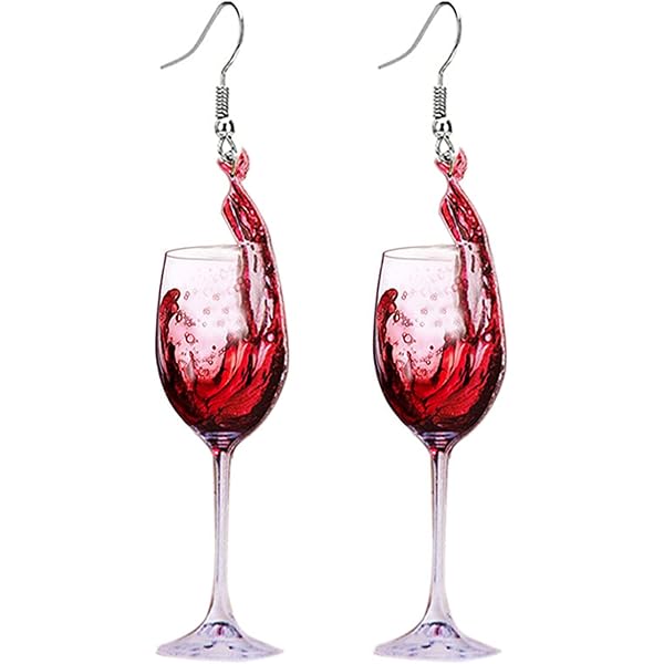 Orecchini Bottiglia Vino Rosso Smaltati Asimmetrici Unici Donna Amiche Lega Zinco Accessori Vintage Gioielli Statement (Nero