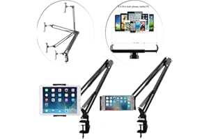 MANCO LUELLA Phone & Tablet Stand Bed Mount Holder - 360 Degree Sturdy Metal Arm, Lock Nut, Padded Adjustable Mounting Clamp for iPhone iPad Nintendo Kindle Fire Galaxy Tab 3.6-10.6 Inch Device Gaming Video Chat