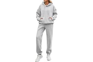 CMTOP Survêtement Femme Ensemble 2 Pièce Polaire Chaud Lounge Set Décontracté Tracksuit Automne Hiver Ensembles de Sport Sweat à Capuche et Pantalon Jogger Suit pour Fitness Hip Hop