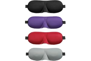 HDKAJL 4 Piezas Antifaz para Dormir, DiseñO Que Bloquea la Luz, Reutilizable, Super Suave, Adecuado para Viajes, Descanso para Comer, Dormir, para Hombres y Mujeres