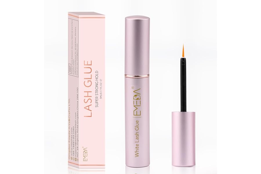 EMEDA Super Strong Hold False Eyelash Glue Professional Latex Free Lash Glue Waterproof Lash G lue Transparent Strip Eyelash Adhesive White and Clear