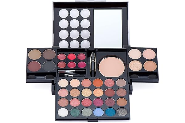 Palette Fard À Paupière Yeux, Coffret Maquillage avec Rouge à Lèvre, Pinceaux, Bâton Contour, Correcteur, Fard à Joues pour Femme