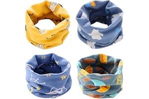 FGen 4 Stück Kinder Loop Schals, Kinder Schals Baby Jungen Mädchen, Baumwolle Schöner Halstücher Halstuch Nackenwärmer für Winddicht Warm Multifunktionstuch Rundschal für Winter Herbst Frühling