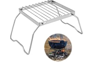 BRTNUP Folding Campfire Grill Grate, Stainless Steel Grate, Foldable Campfire Barbecue Grill, Rack Stainless Steel Foldable Grill, Ultralight Campfire Stand for Camping Hiking BBQ Fishing