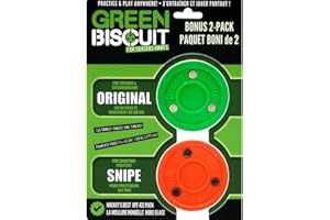 Green Biscuit Hockey Puck 2-Pack, Original, Off Ice Hockey Puck/Snipe, Shooting Street Hockey Puck Better Stick Handling, Passing and Shooting