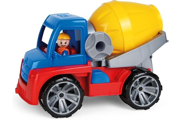 LENA - 04413 - TRUXX Bétonnière, Véhicule Jouet env. 27 cm, Véhicule malaxeur avec Figurine et Tambour de malaxage basculant, Véhicule de Chantier pour Les Enfants à partir de 2 Ans