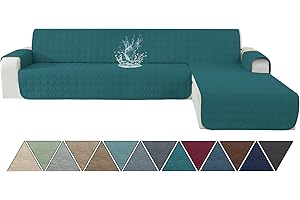 Ystyle Copridivano Impermeabile con Penisola 3 Posti (L 255 CM), Copridivano Angolare Destra/Sinistra Universale Reversibile, Copridivano Chaise longue Antigraffio Antimacchia, Verde Scuro