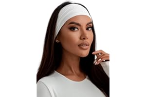 BODYA.EU Bodya Stirnband Damen Breite Elastische Weiche Haarband Haarreifen Banda Nero Schwarz (white, Einheitsgröße)