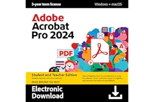 Adobe Acrobat Pro 2024 | Student & Teacher |PDF Software | Convert, Edit, E-Sign, Protect |3-year term licence│PC/Mac│Digital Download