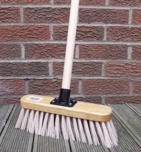 Soft Sweeping Brush, 11" Cream PVC Broom with Handle Indoor Floor Sweeper
