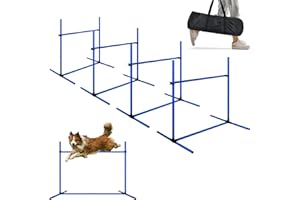 ORHEYA Agility Set di ostacoli per cani Slalom aste Agility Attrezzatura per addestramento del cane con 4 ostacoli regolabili in altezza, 104 x 70 x 101 cm, blu
